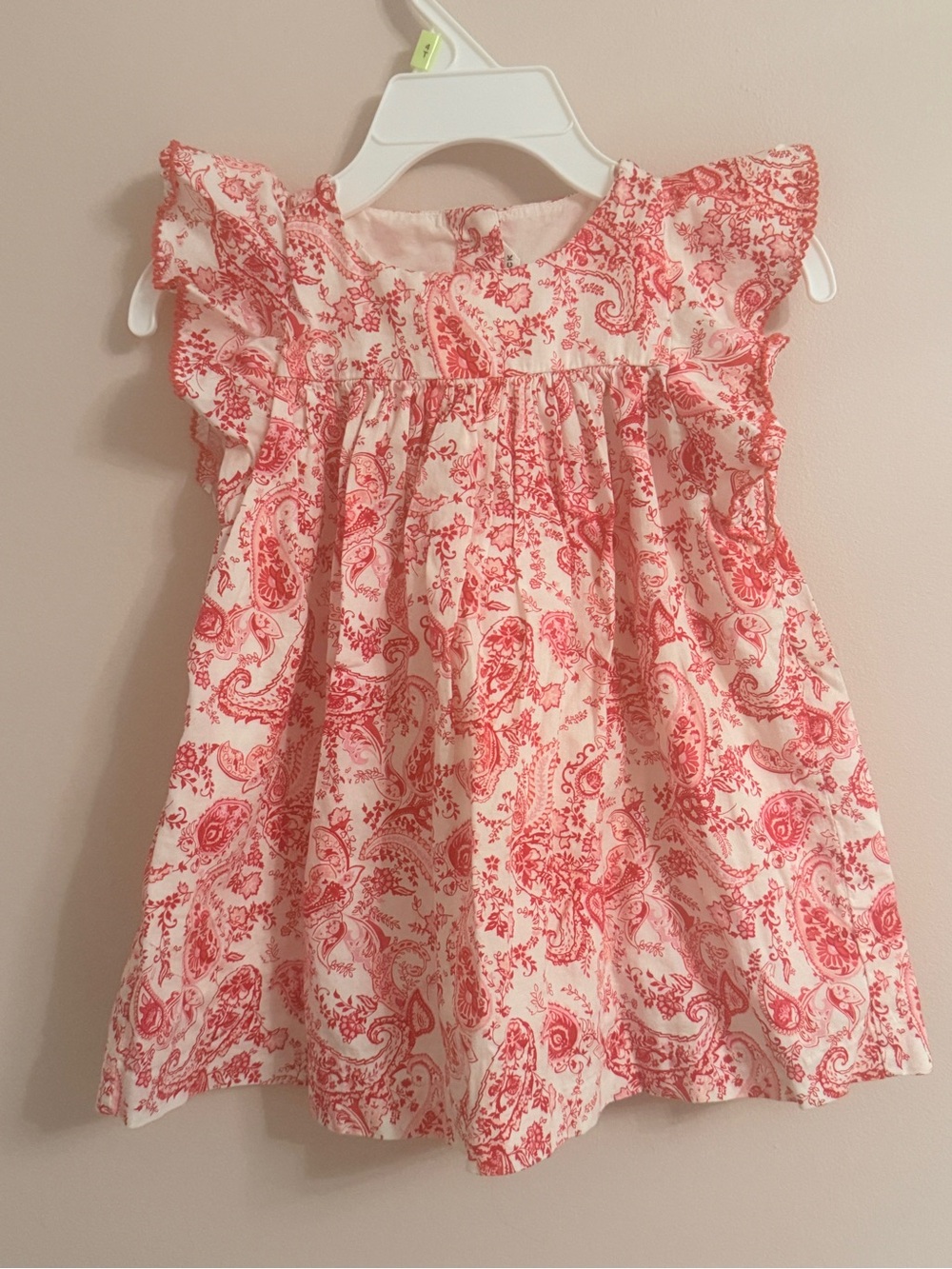 Janie and Jack Cream Dress with Coral Floral Print 6-12 months